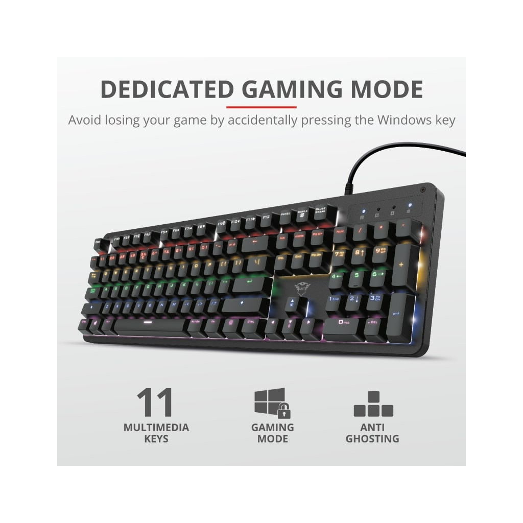 Клавіатура Trust GXT 863 Mazz Mechanical Keyboard UA USB Black (24200) - зображення 10