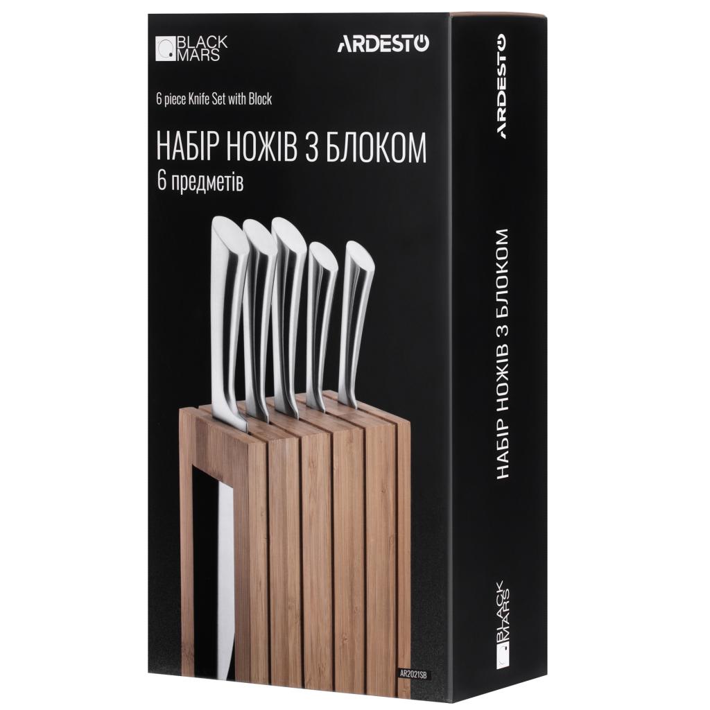 Набір ножів Ardesto Black Mars з бамбуковою підставкою 6 предметів (AR2021SB) - зображення 8