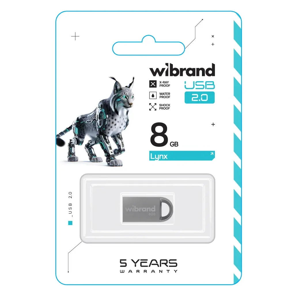 USB флеш накопичувач Wibrand 8GB lynx Silver USB 2.0 (WI2.0/LY8M2S) - зображення 2