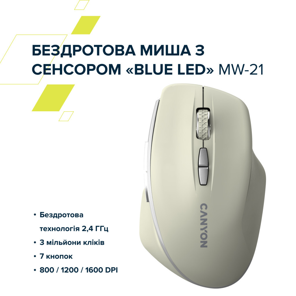 Мишка Canyon MW-21 Wireless Blue LED Cosmic Latte (CNS-CMSW21CL) - зображення 7