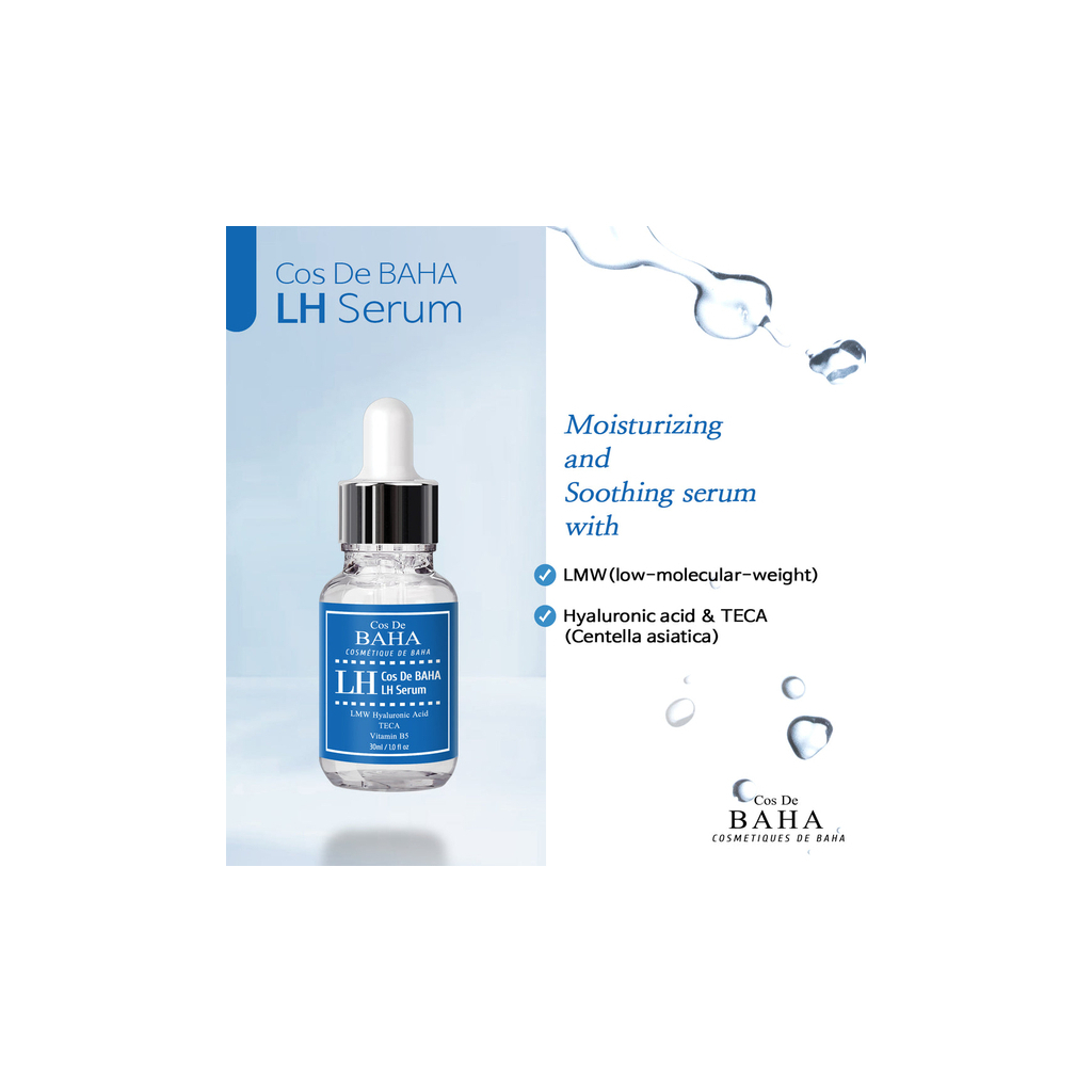 Сироватка для обличчя Cos De BAHA LH Serum Зволожувальна з гіалуроновою кислотою та аденозином 30 мл (8809240319345) - изображение 2