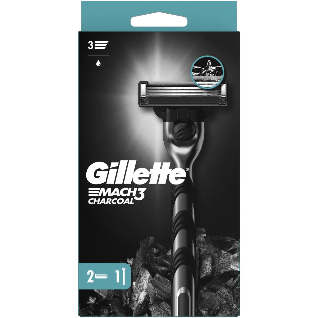 Бритва Gillette Mach3 Charcoal Деревне вугілля З 2 змінними картриджами (8700216074308) - зображення 2