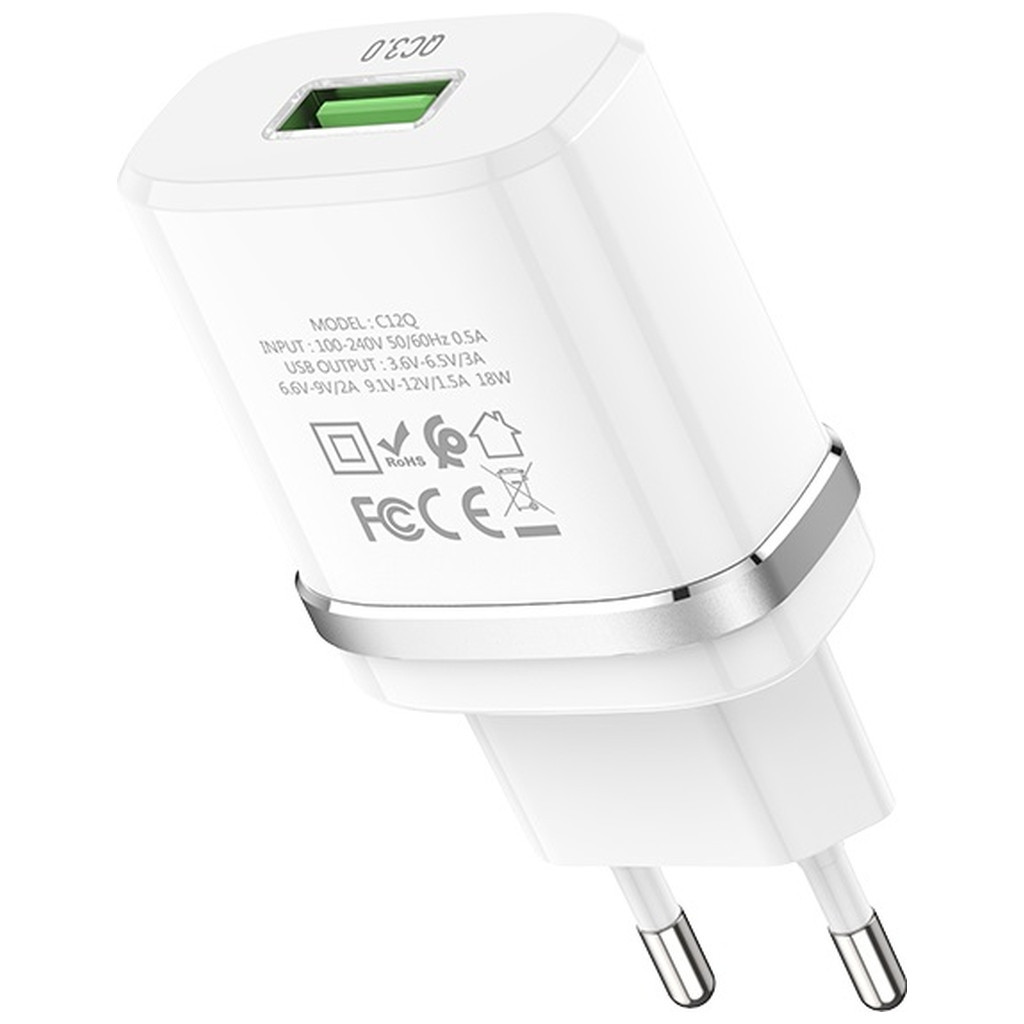 Зарядний пристрій HOCO C12Q Smart QC3.0 charger White (6931474716262) - зображення 3