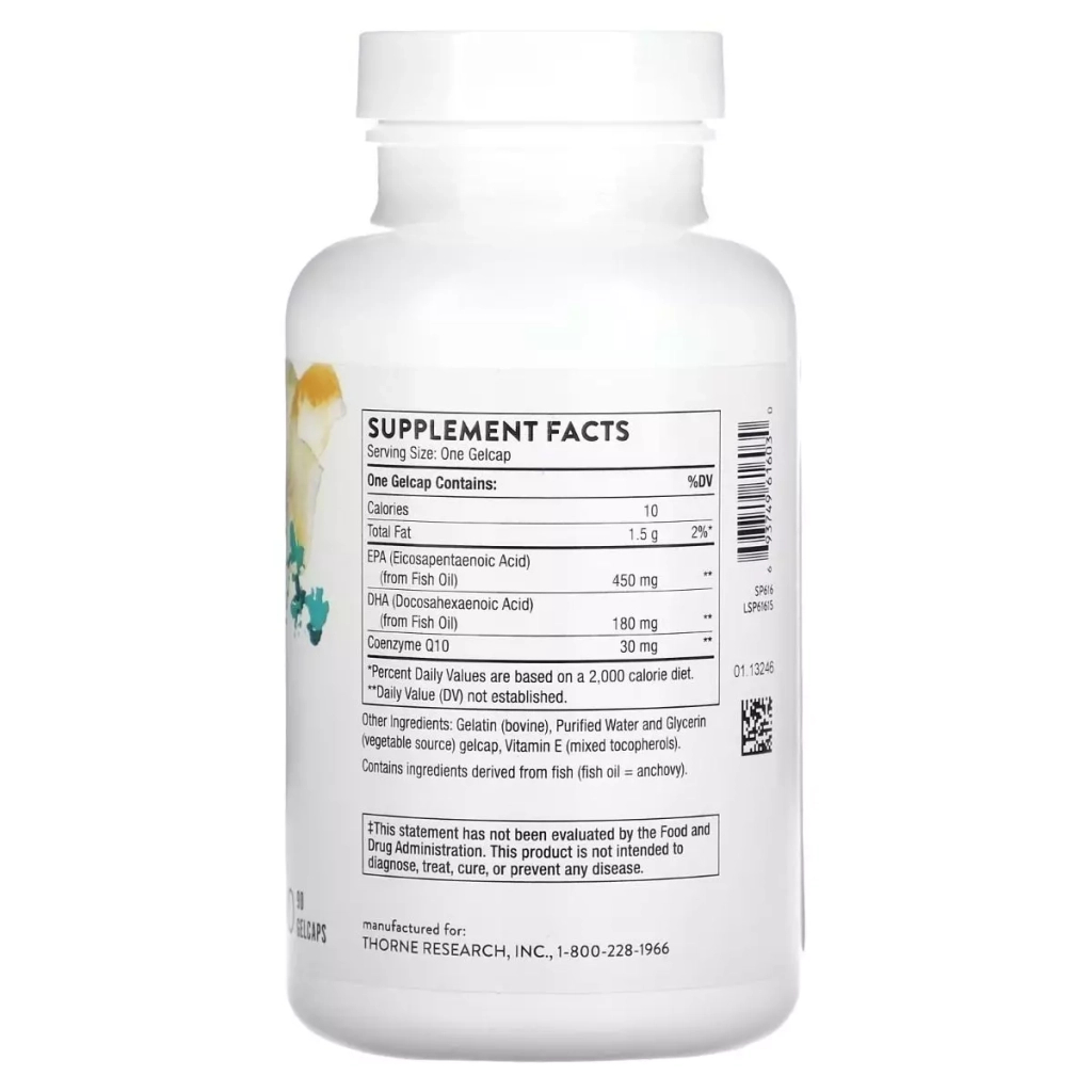 Вітамін Thorne Research Омега-3 з коензимом Q10, Omega-3 with CoQ10, 90 гелевих капсул (THR-61603) - зображення 2