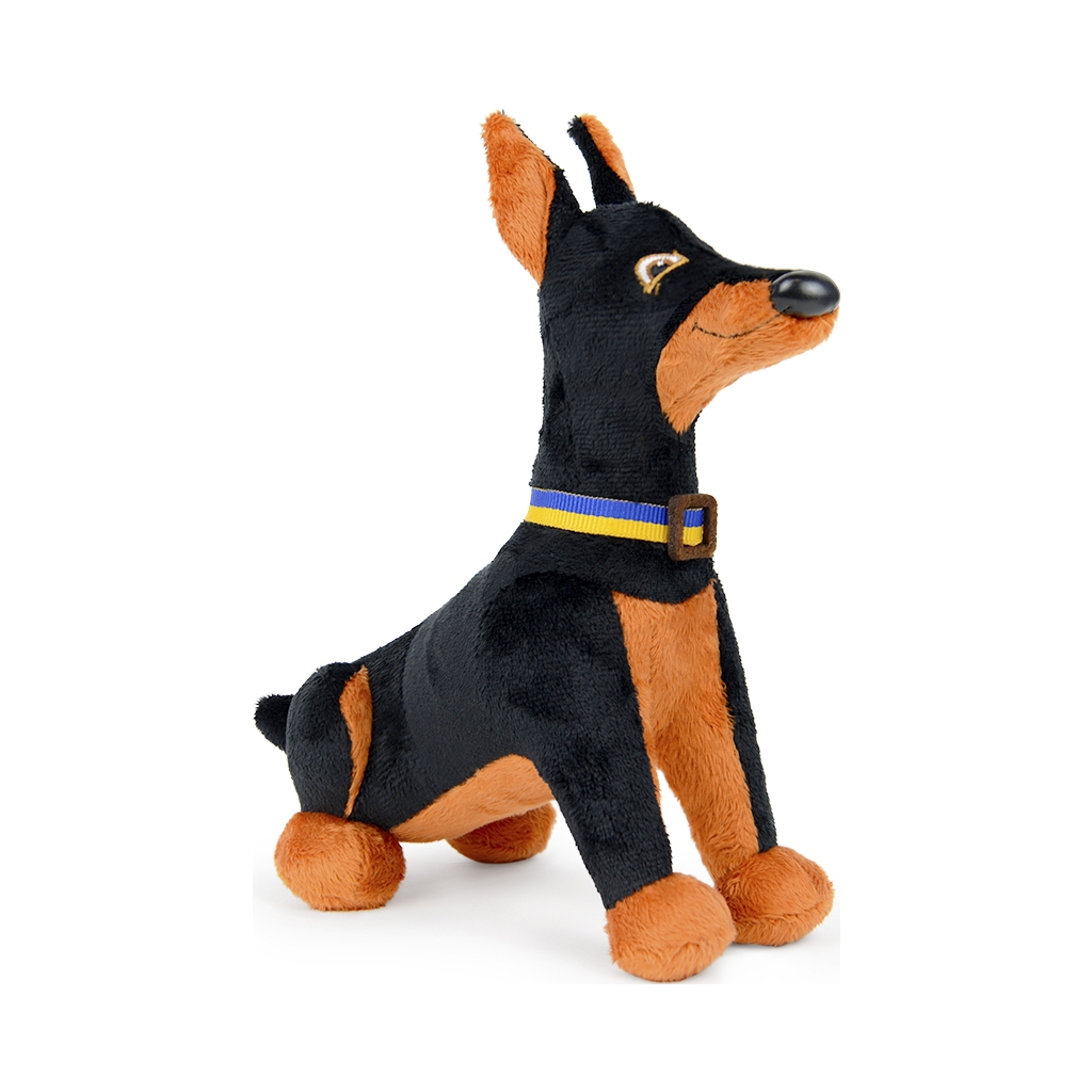 М'яка іграшка WP Merchandise Доберман Зевс у патріотичному ошийнику (FWPPATRIOTDM23BK0) - зображення 2