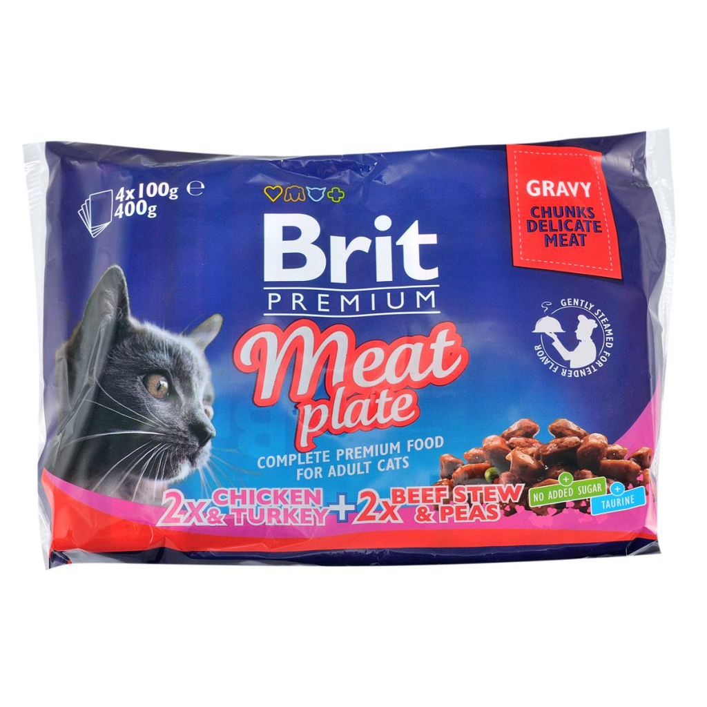 Вологий корм для кішок Brit Premium Cat м'ясна тарілка 4 шт по 100 г (8595602506262) - зображення 1