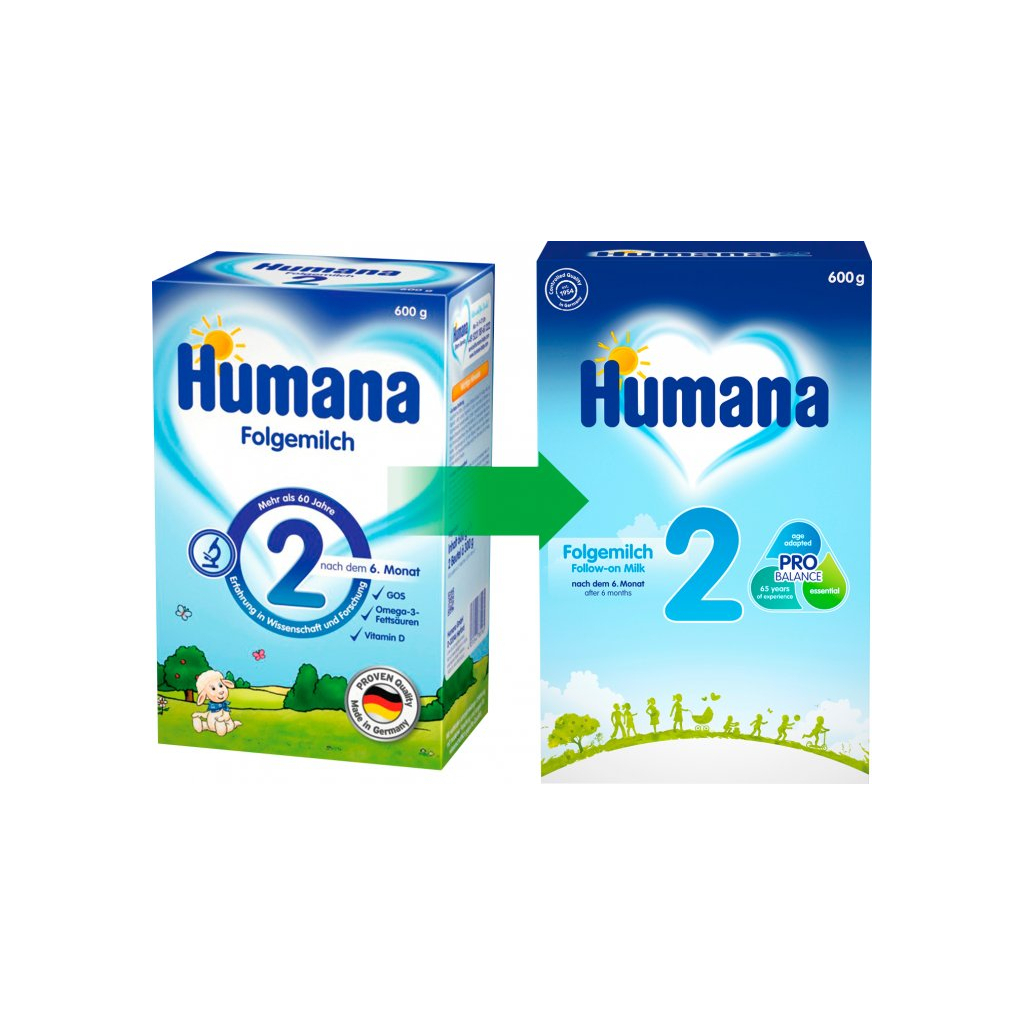Дитяча суміш Humana 2 молочна з пребіотиками, 600 г (4031244720238) - зображення 1