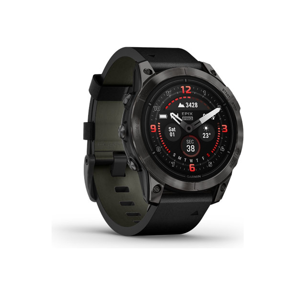 Смарт-годинник Garmin EPIX PRO (g2), 47, Saph, CrbnGryDLCTi, Blck Lthr, Excl, GPS (010-02803-30) - зображення 3