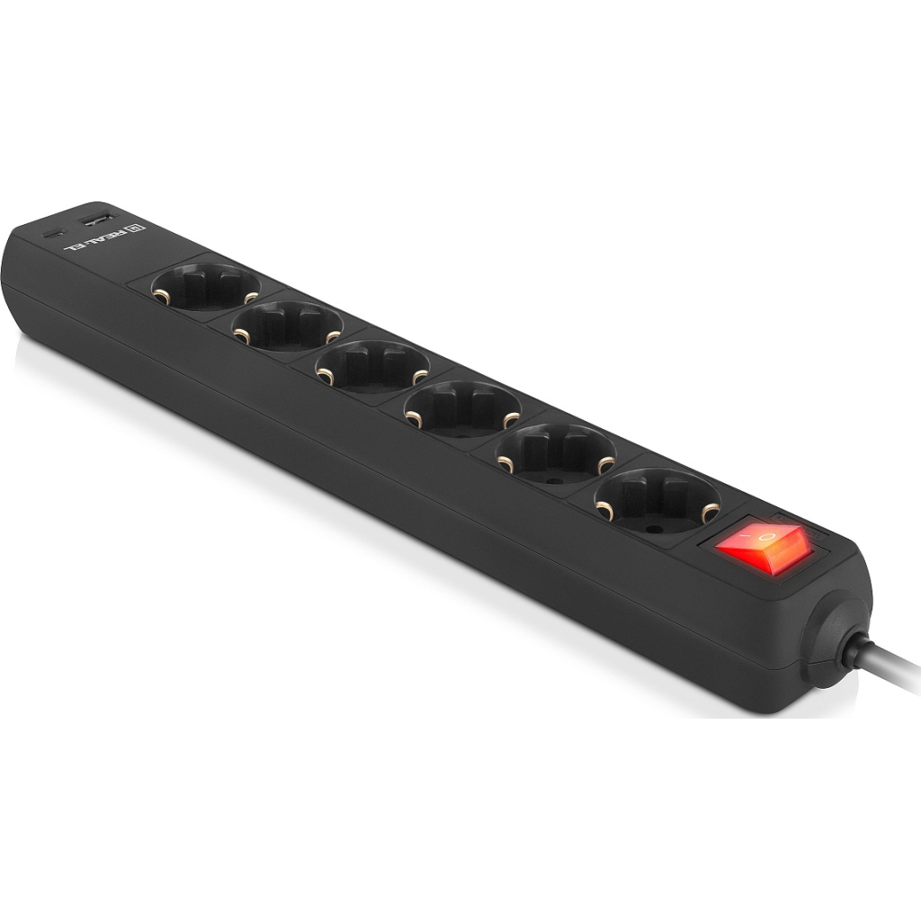Мережевий подовжувач REAL-EL RS-PROTECT 605 3m, black (EL122300041) - зображення 3