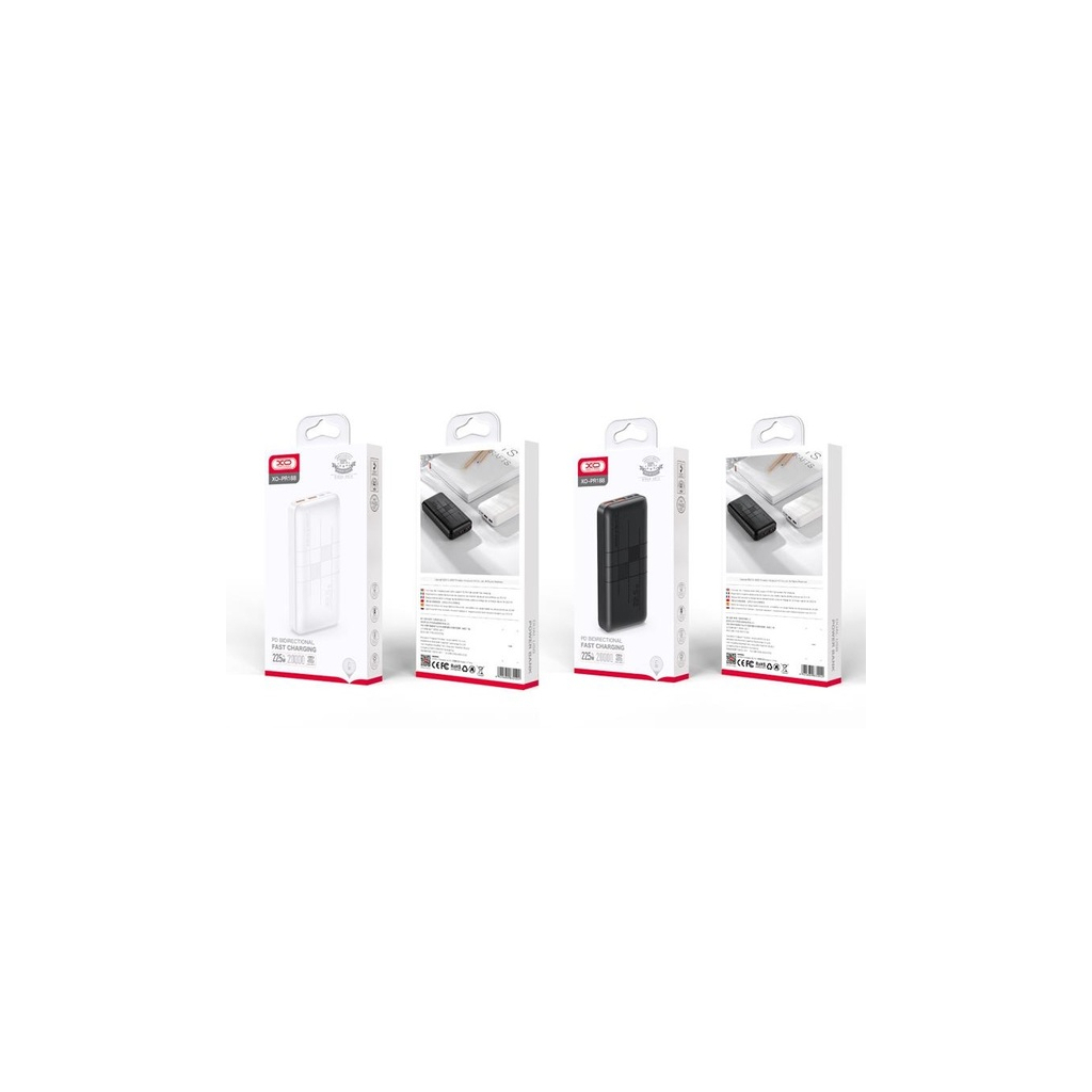 Батарея універсальна XO 20000mAh, PD/20W, QC3.0/22.5W, Input(Type-C,MicroUSB), Output(2*USB,Type-C), Black (PR188_Black) - зображення 5