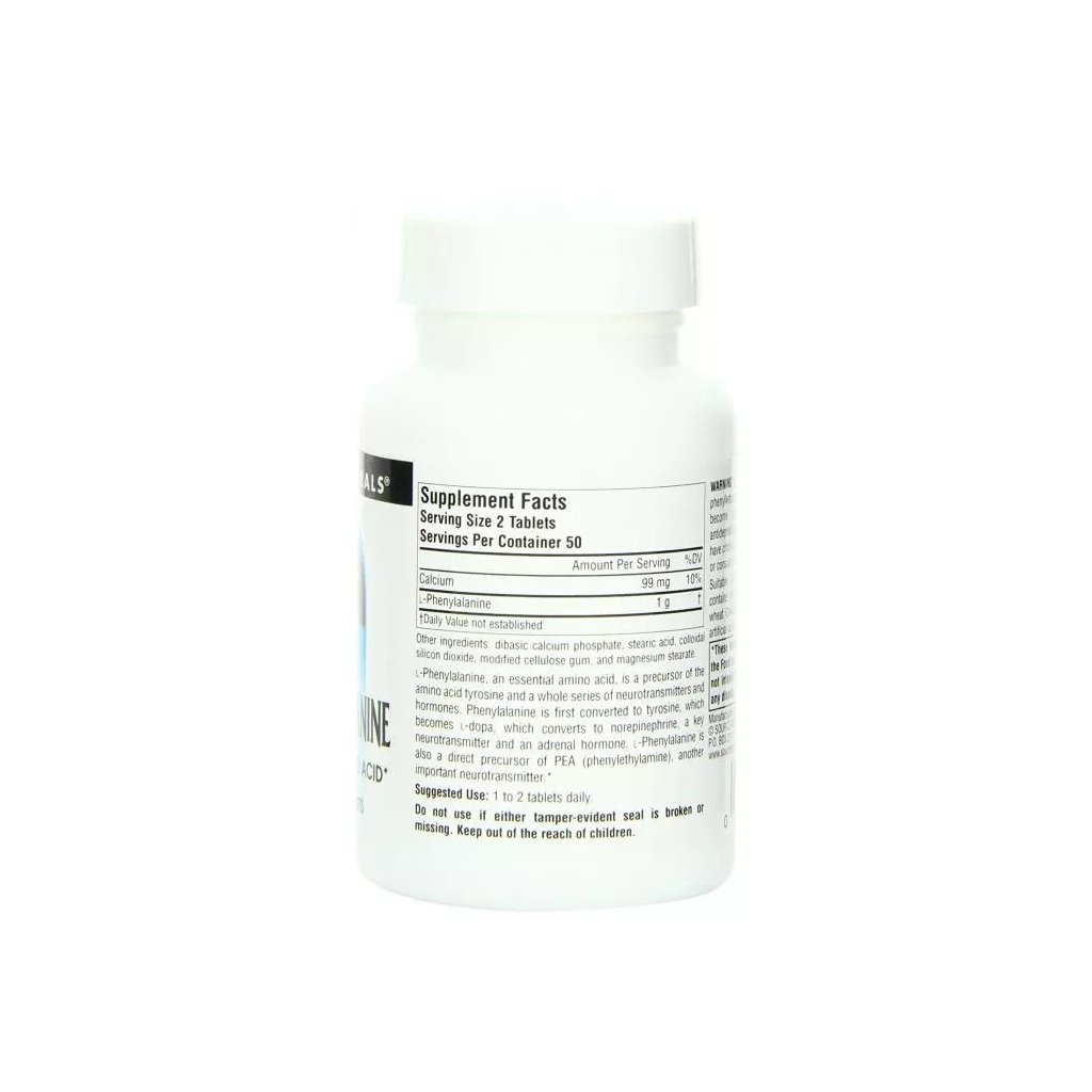 Амінокислота Source Naturals L-Фенілаланін 500мг, 100 таблеток (SNS-00161) - зображення 2