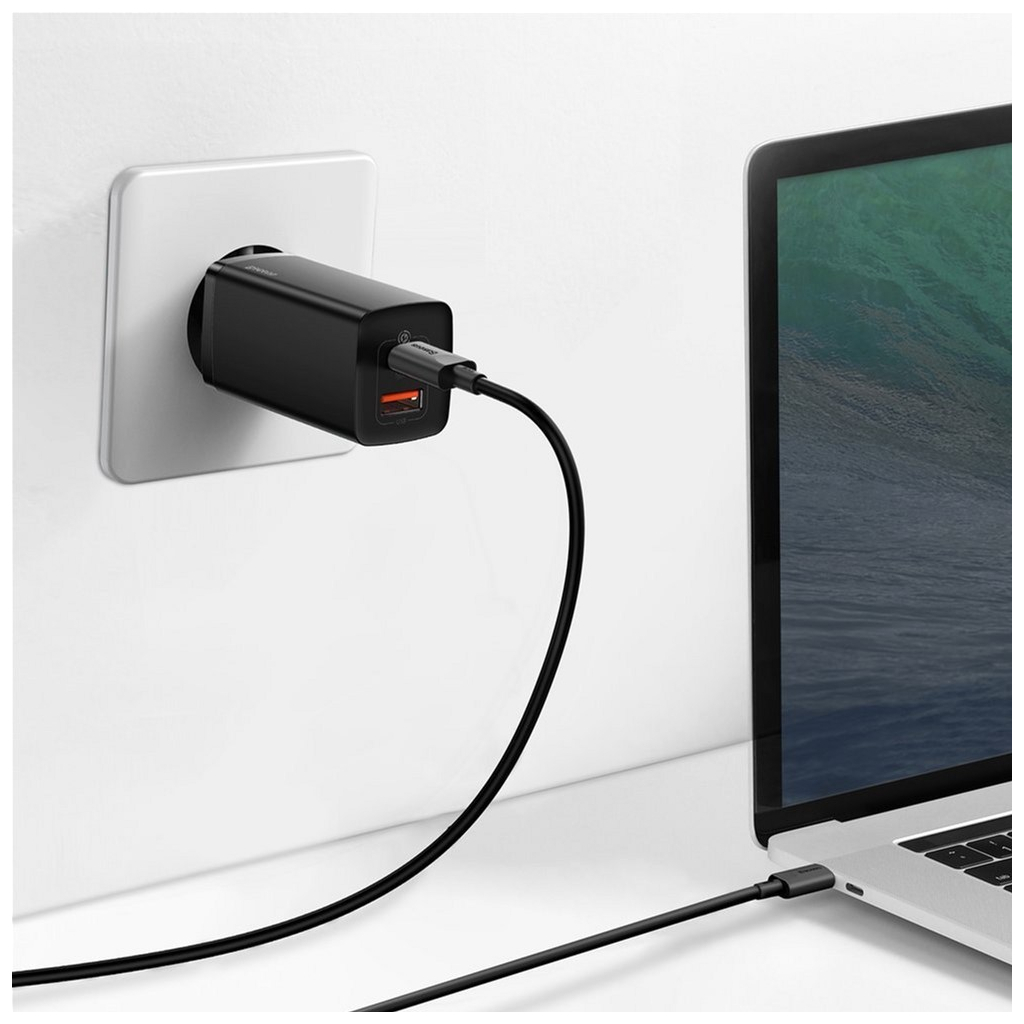 Зарядний пристрій Baseus 2xUSB 65W GaN (USB-C+USB-A) black (CCGAN2L-B01) - зображення 8
