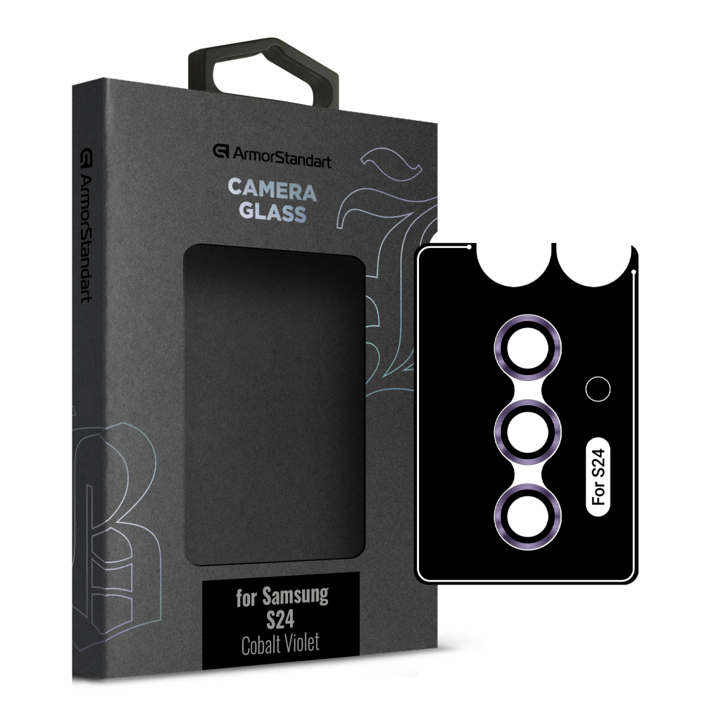 Скло захисне Armorstandart Camera glass Supreme Black Icon Samsung S24 Cobalt Violet (ARM76608) - зображення 1