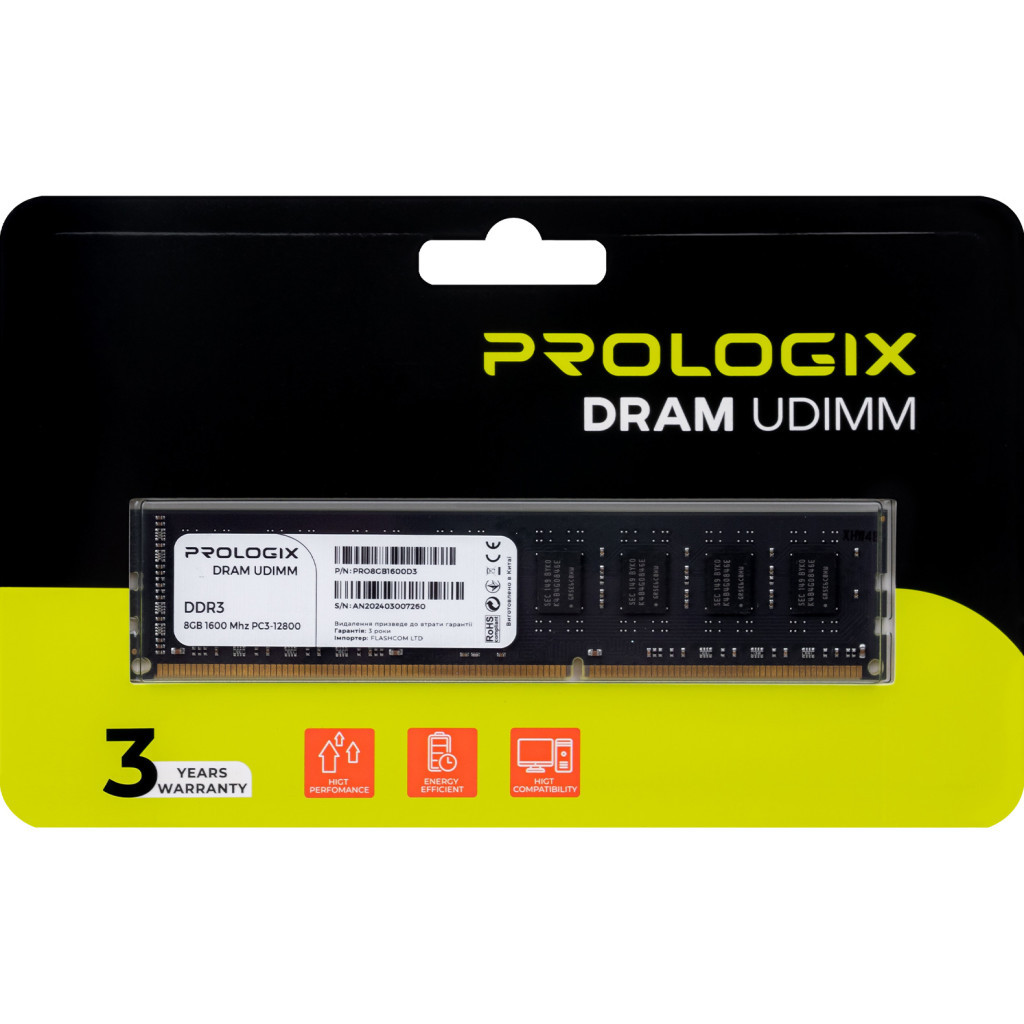 Модуль пам'яті для комп'ютера DDR3 8GB 1600 MHz Prologix (PRO8GB1600D3) - зображення 4