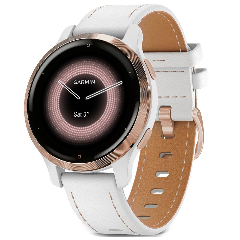 Смарт-годинник Garmin Venu 2S, Rose Gold + White, Leather (010-02429-23) - зображення 1
