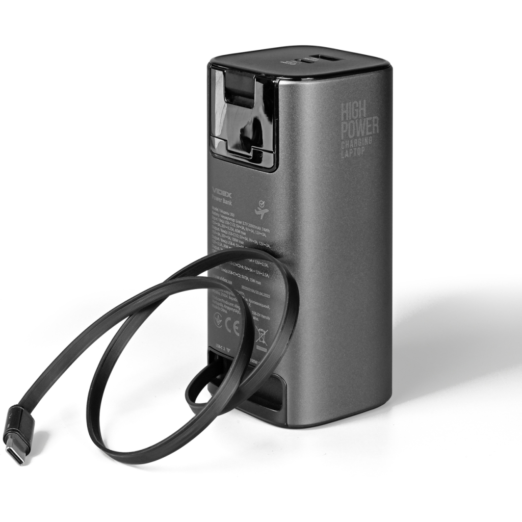 Батарея універсальна Videx 20000mAh 130W PD/100W TFT LCD Display (VPB-350-G) - изображение 8