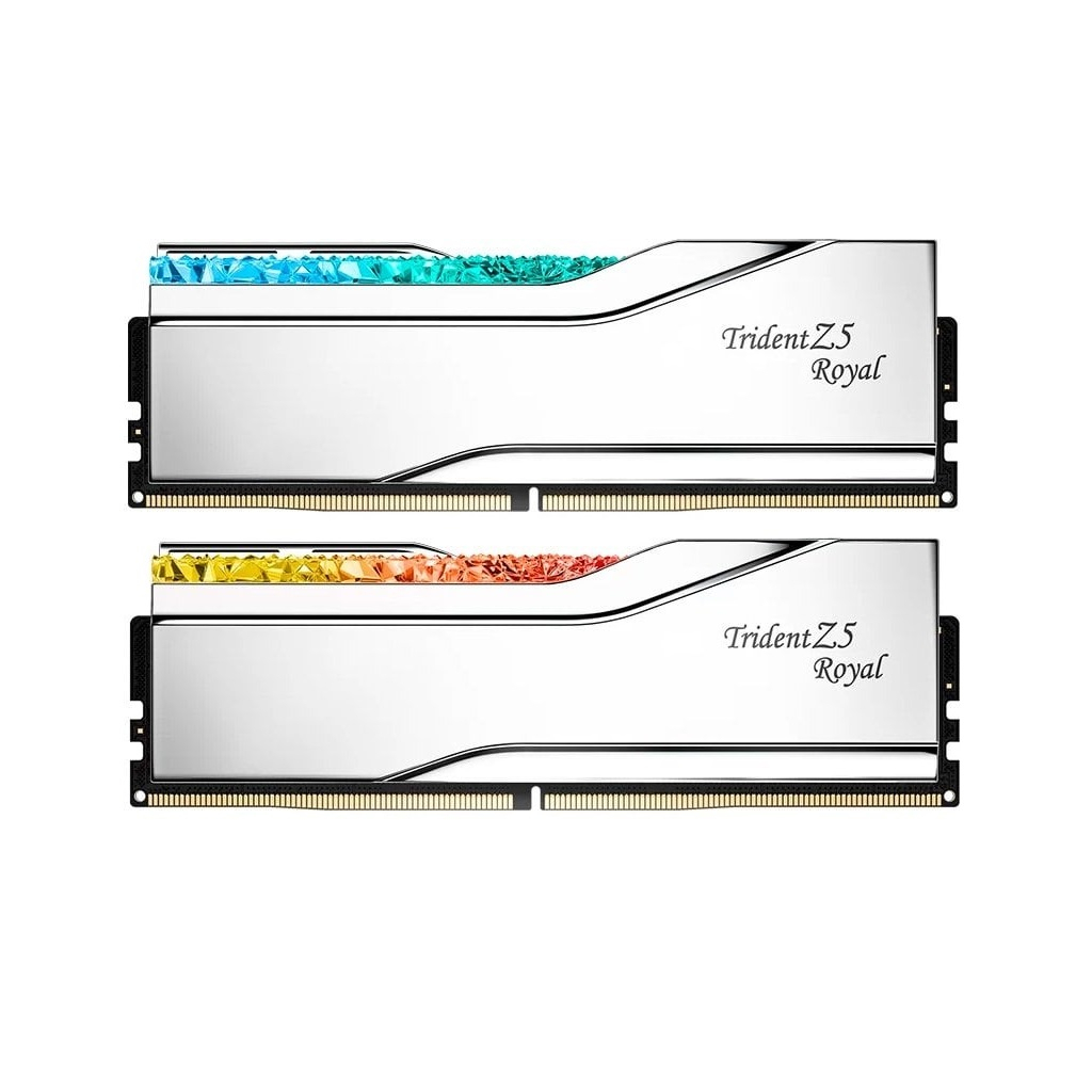 Модуль пам'яті для комп'ютера DDR5 64GB (2x32GB) 6400 MHz Trident Z5 Royal Silver G.Skill (F5-6400J3239G32GX2-TR5S) - зображення 1