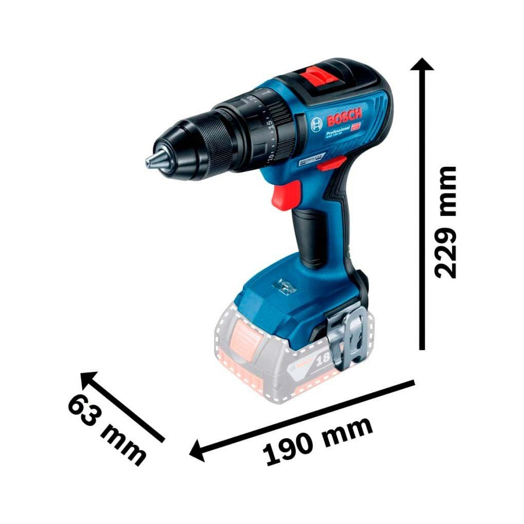 Шуруповерт Bosch GSB 18 V-50, 18В, 28/50 Нм, 20+2, 0-460-1800об/хв (без АКБ та ЗП) (0.601.9H5.106) - зображення 8
