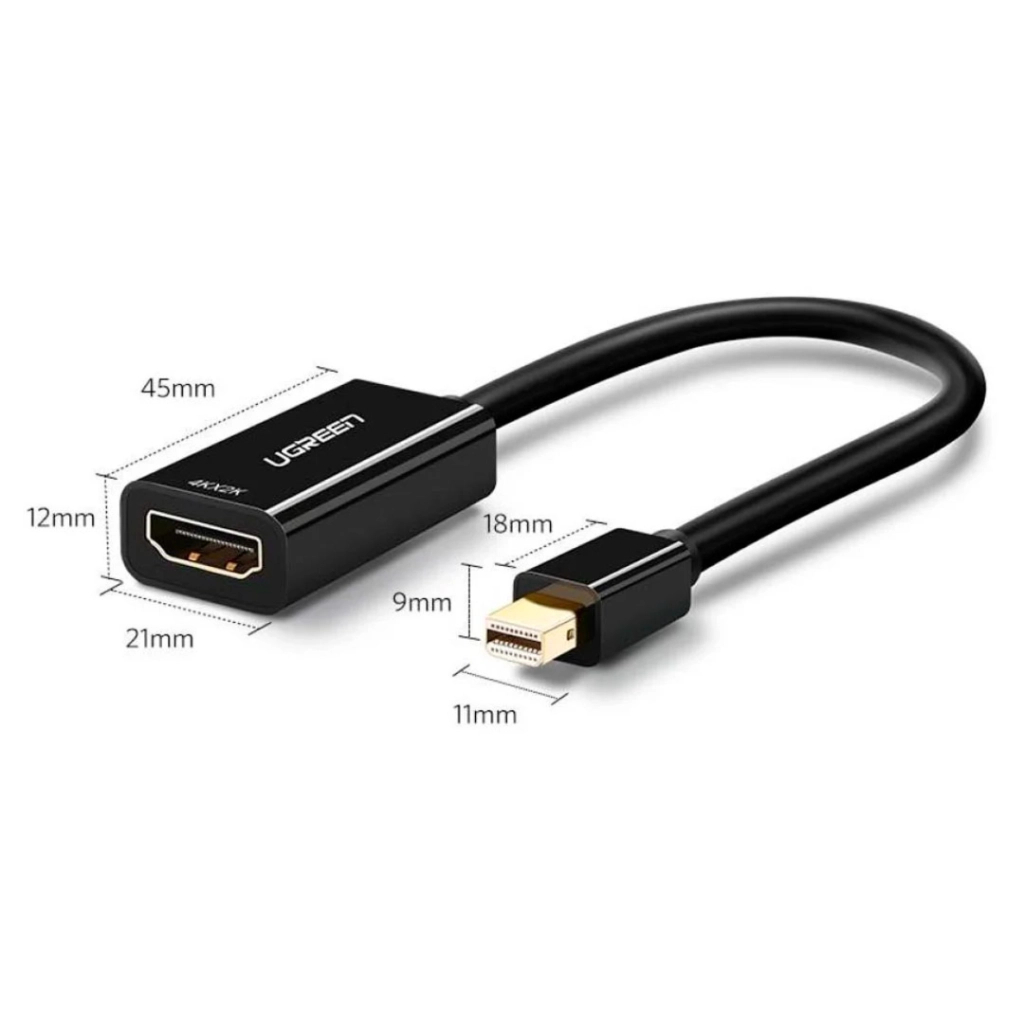 Перехідник Mini DisplayPort M to HDMI F 4K 30Hz black Ugreen (40360) - зображення 3