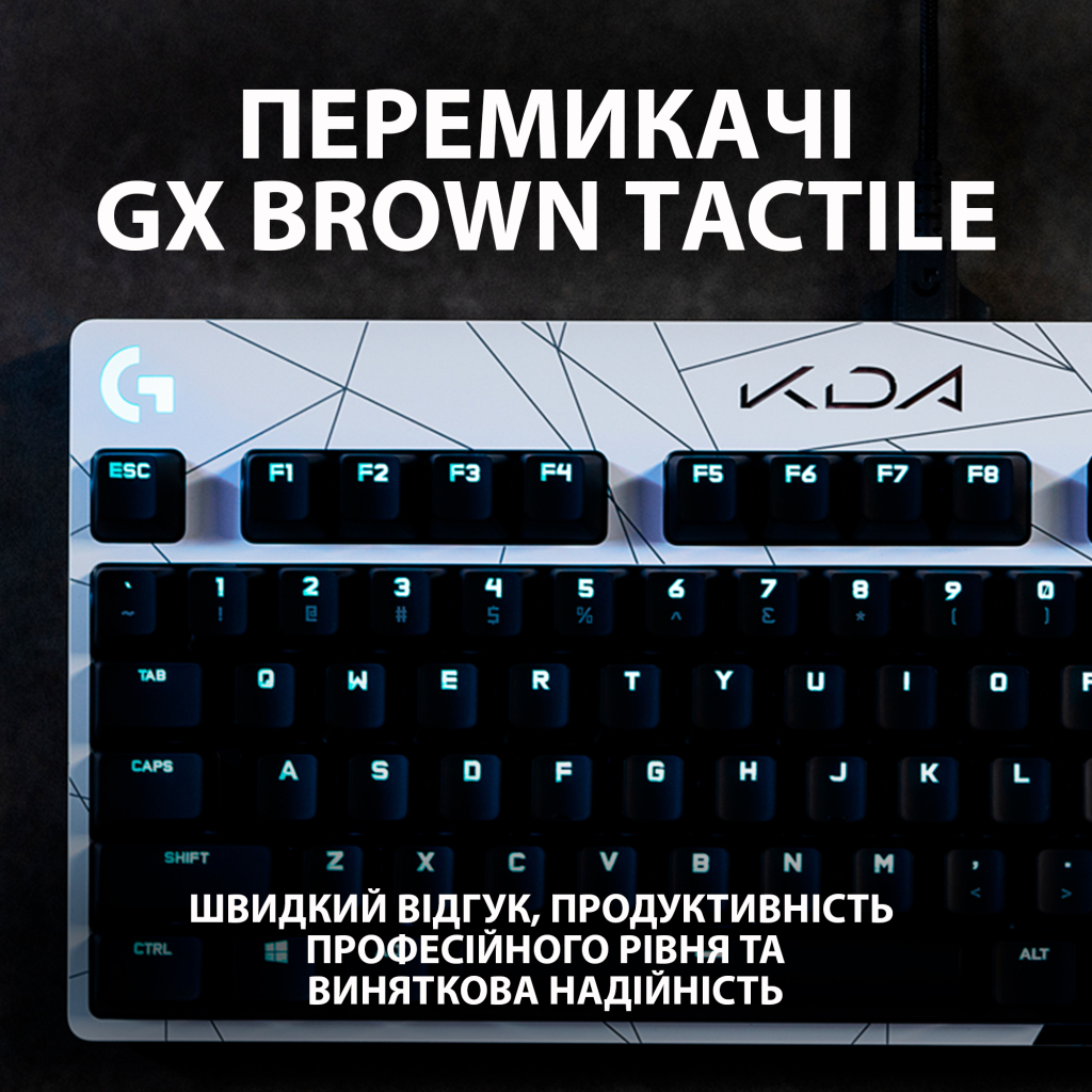 Клавіатура Logitech G Pro GX K/DA Brown Tactile Switch Black-White (920-010077) - зображення 7