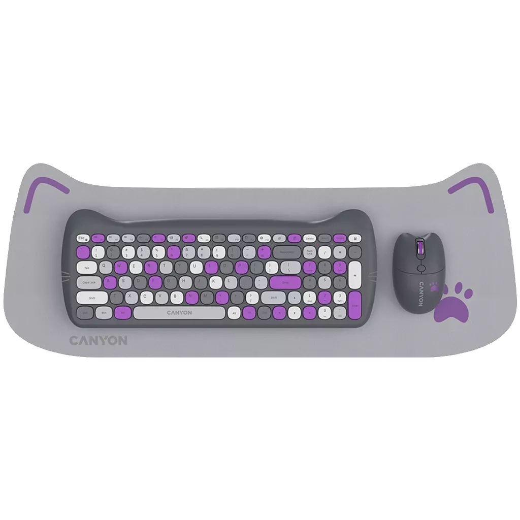 Комплект Canyon HSET-W6 Kitty Edition Wireless UA Violet (CNS-HSETW6VT) - зображення 1