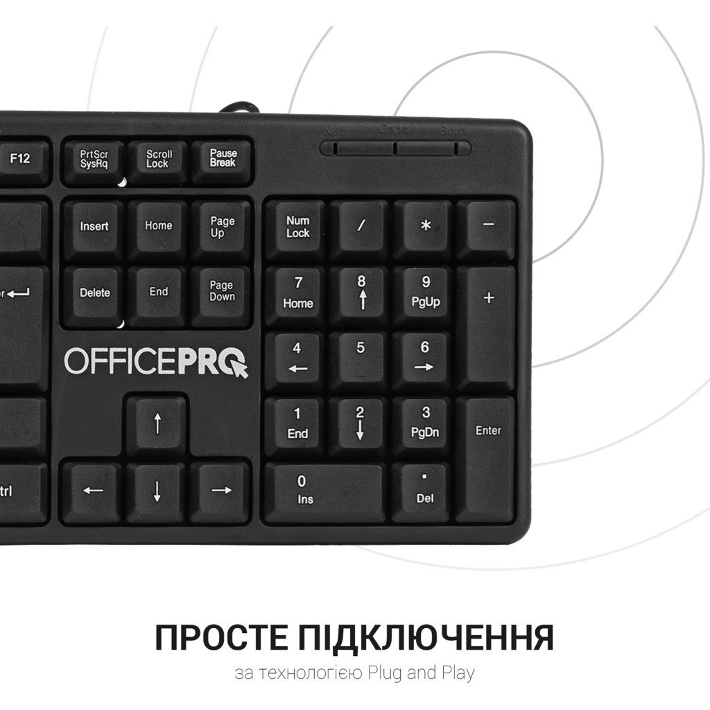 Клавіатура OfficePro SK166 USB Black - зображення 7