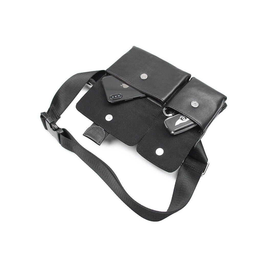 Сумка Vintage Поясна шкіряна Чорна (14953) - зображення 6
