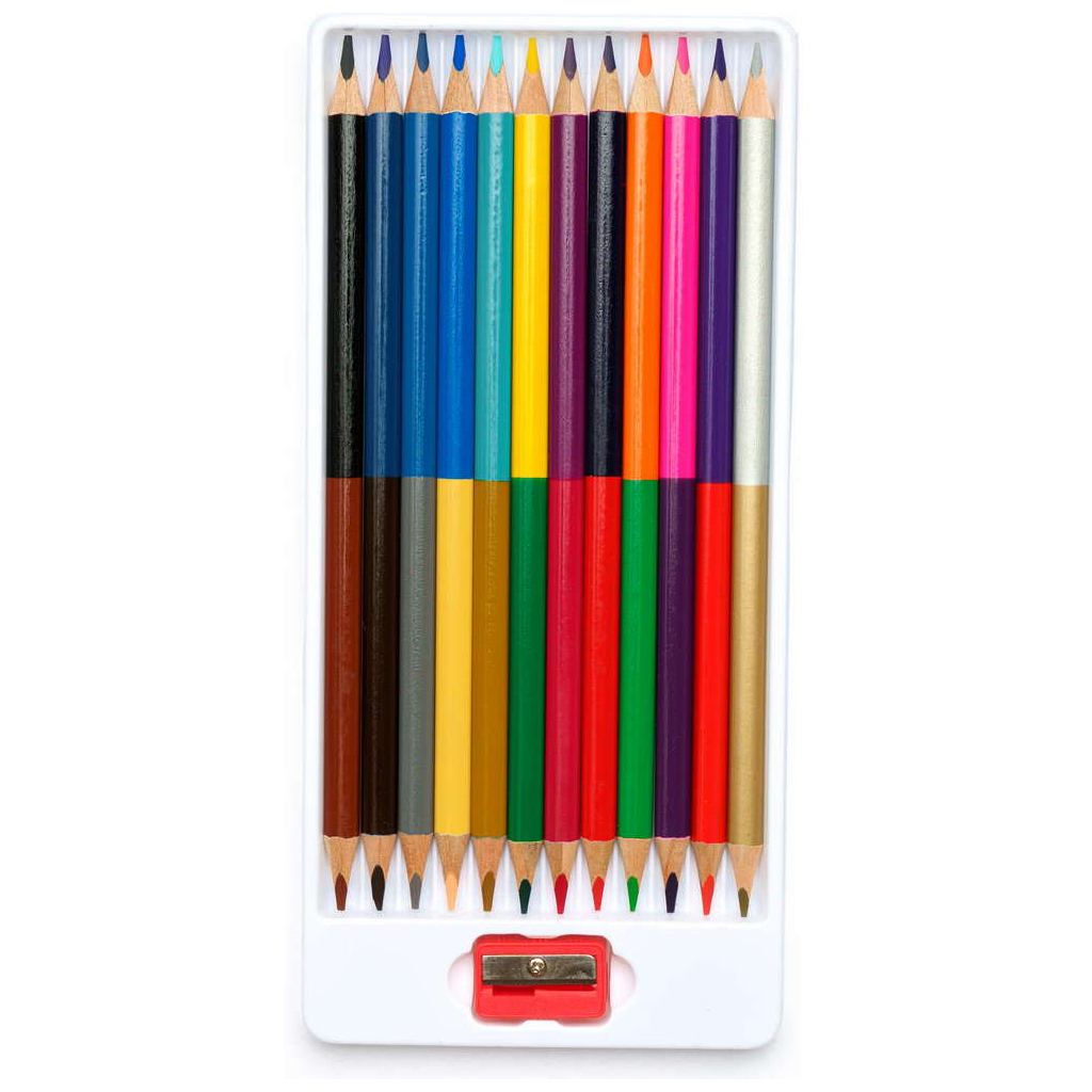 Олівці кольорові Школярик Тригранні Двосторонні З точилкою 12 шт 24 кольори (312113001-UA) - зображення 2