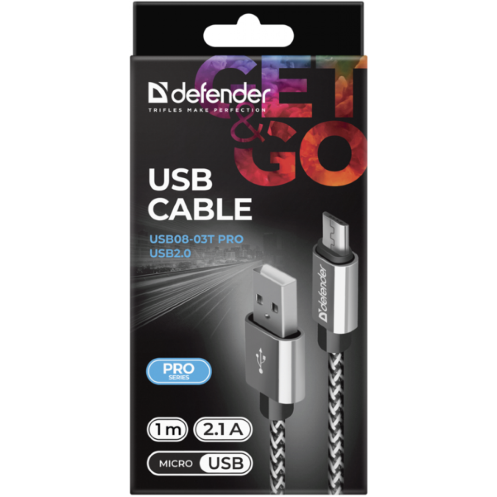 Дата кабель USB 2.0 AM to Micro 5P 1.0m USB08-03T PRO white Defender (87803) - зображення 4