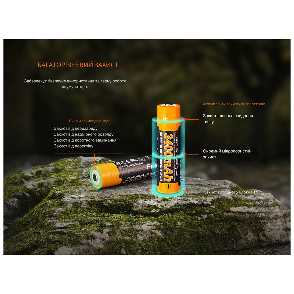 Акумулятор Fenix 18650 (3400 mAh) Type-C (ARB-L18-3400U-V30) - зображення 10