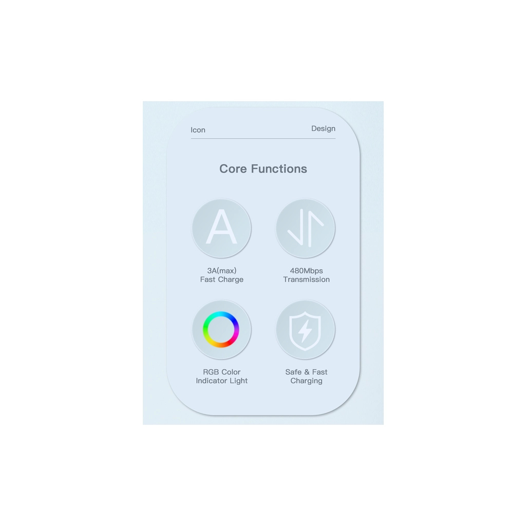 Дата кабель USB 2.0 AM to USB-C 1.0m 3A LED blue Essager (EXCT-XCD03) - зображення 4