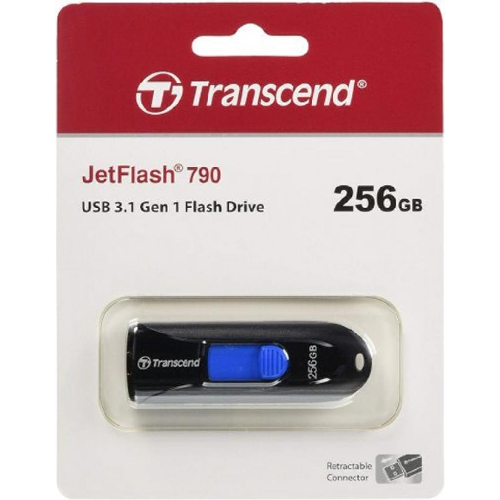 USB флеш накопичувач Transcend 256GB JetFlash 790 Black USB 3.0 (TS256GJF790K) - зображення 4