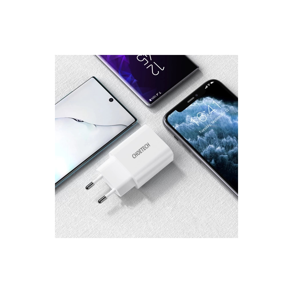 Зарядний пристрій Choetech USB-С 20W PD/QC (Q5004-EU-WH) - зображення 2