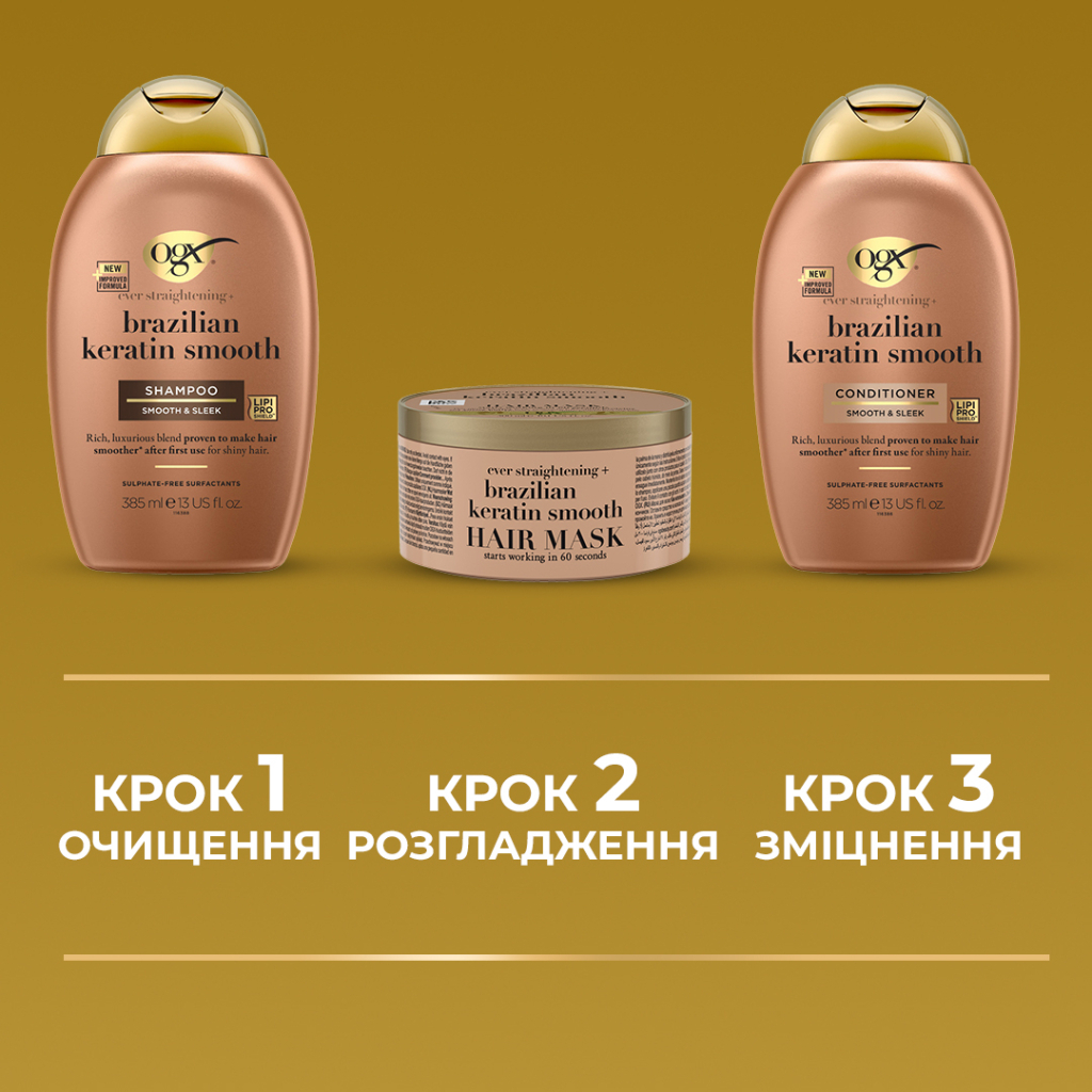 Шампунь OGX Brazilian Keratin Smooth для зміцнення волосся 385 мл (0022796976017) - изображение 10