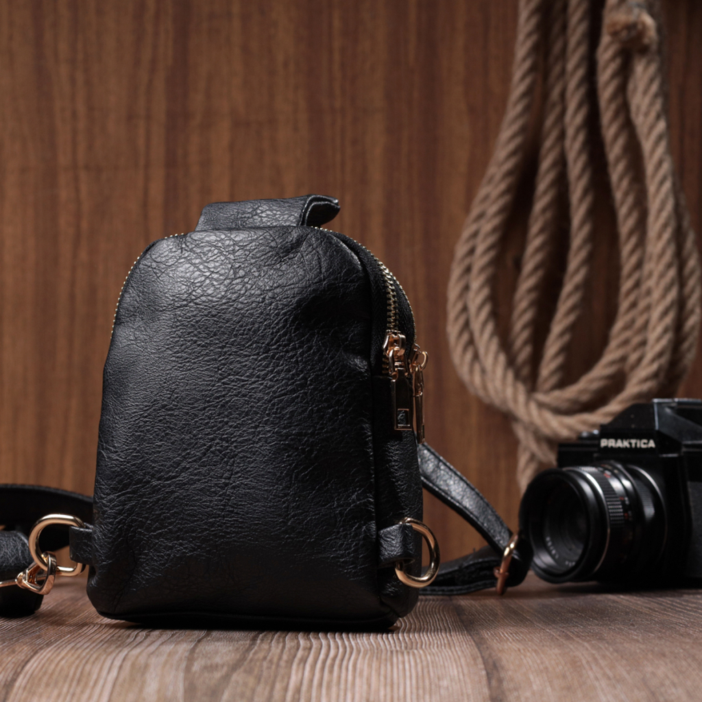 Сумка Vintage Жіноча через плече на два відділення з екошкіри Чорна (22784) - зображення 10