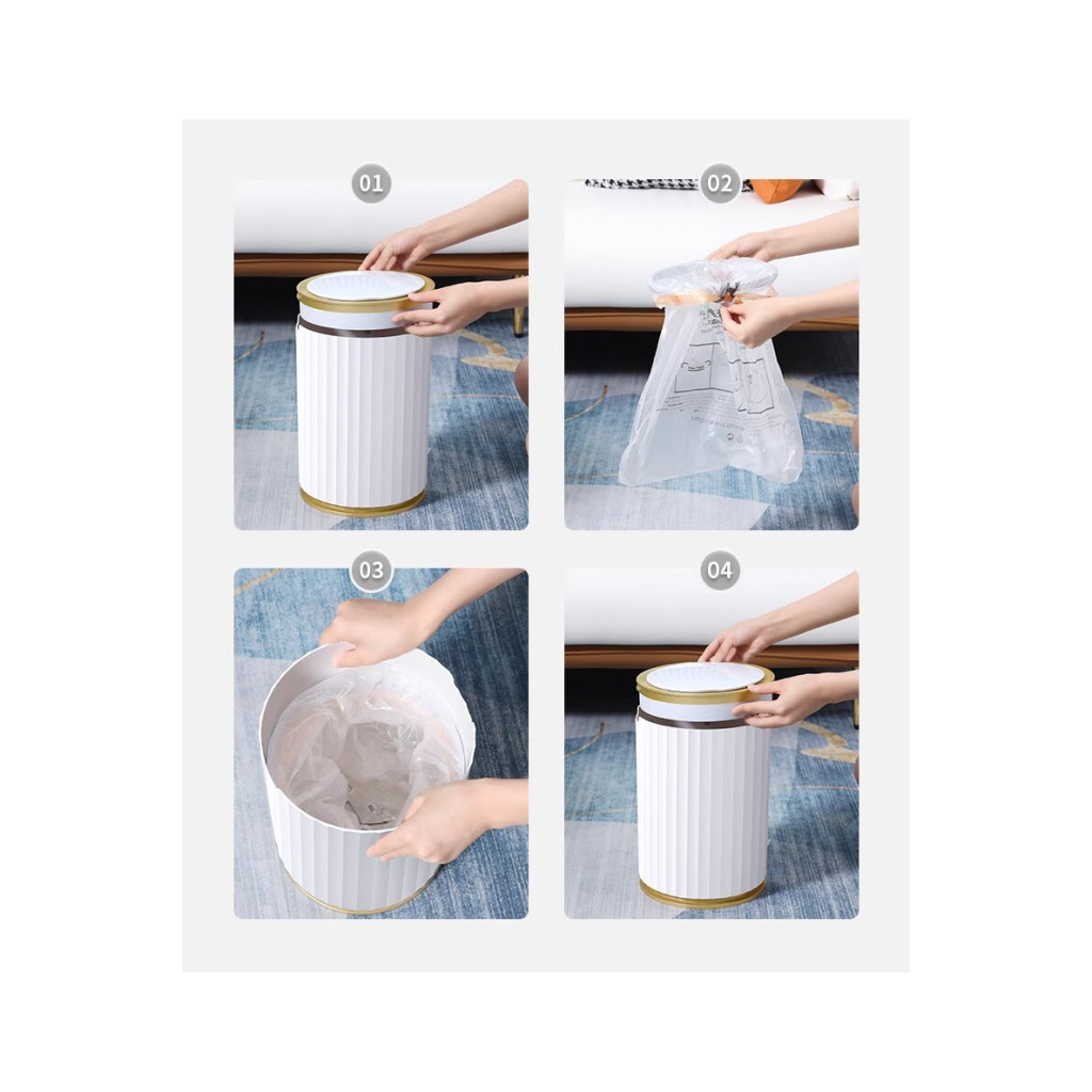 Контейнер для сміття JAH Nordic Сенсорний Білий із золотим 9 л (20259) - изображение 8