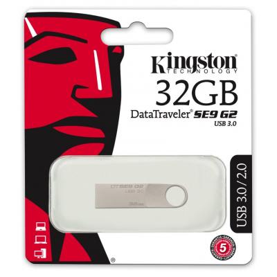 USB флеш накопичувач Kingston 32GB DataTraveler SE9 G2 Metal Silver USB 3.0 (DTSE9G2/32GB) - зображення 4