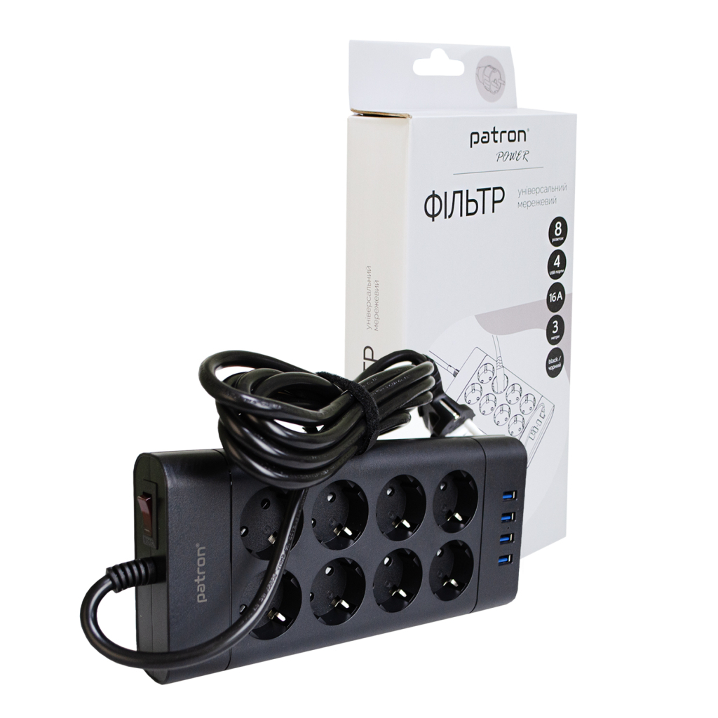 Мережевий фільтр живлення Patron SP-1683-USB (EXT-PN-SP-1683-USB) - зображення 3