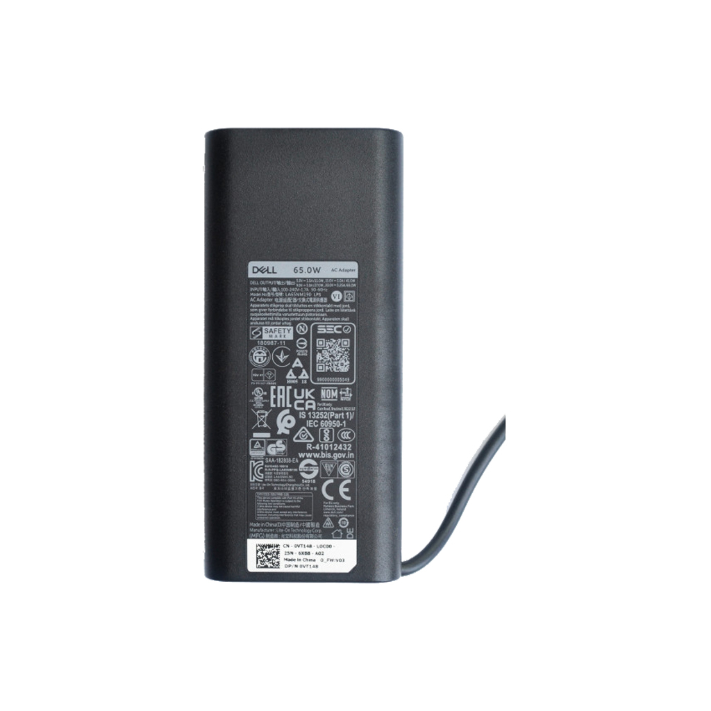 Блок живлення до ноутбуку Dell 65W Type-C 20V, 3.25A + 15V, 3A + 9V, 3A + 5V, 3A long-корпус (LA65NM190 / A40374) - зображення 4