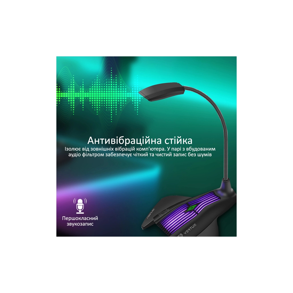 Мікрофон Vertux VertuMic-1 LED USB Black (vertumic-1.black) - зображення 3