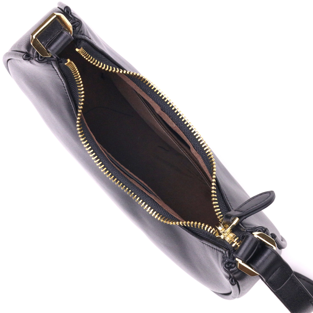 Сумка Vintage Жіноча хобо з натуральної гладкої шкіри Чорна (21288) - зображення 6