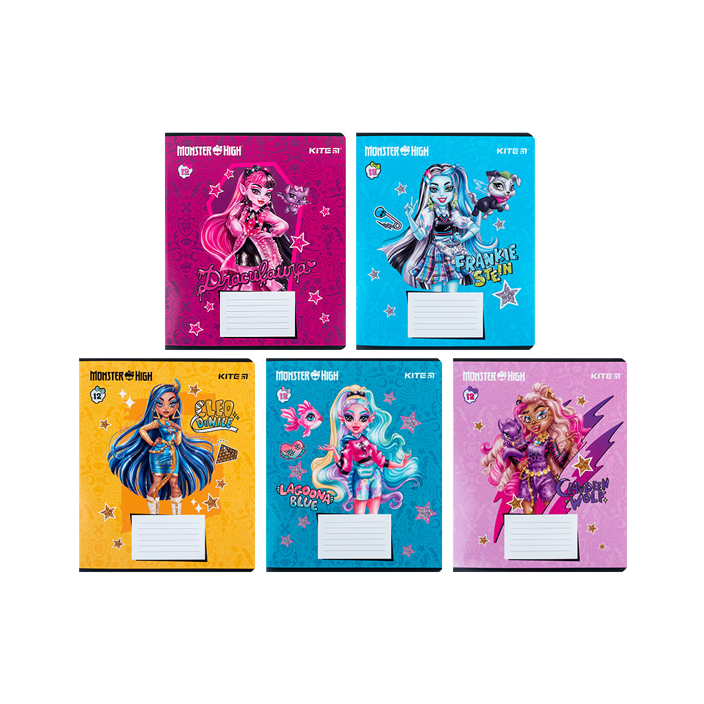 Зошит Kite Monster High 12 аркушів, лінія (MH24-234) - изображение 1