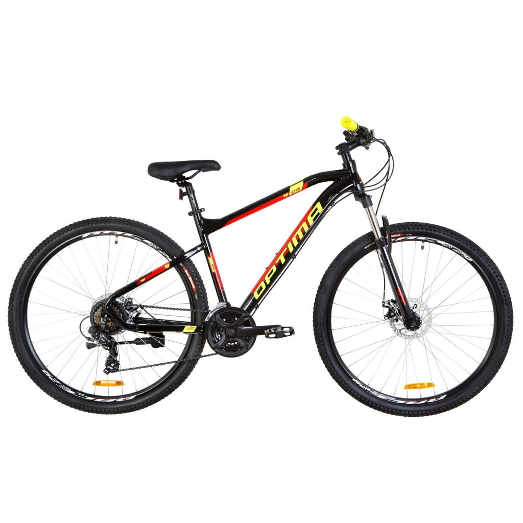 Велосипед Optimabikes 27.5" F-1 AM DD рама-18" 2019 чорно-червоний з жовтим (OPS-OP-27.5-032) - зображення 1