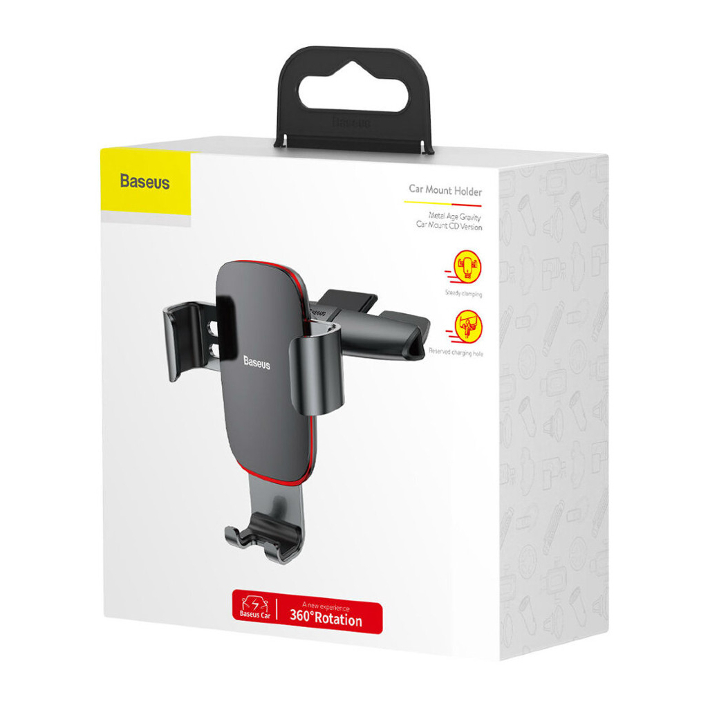 Універсальний автотримач Baseus Metal Age Gravity Car Mount (CD Version) Black (SUYL-J01) - зображення 6