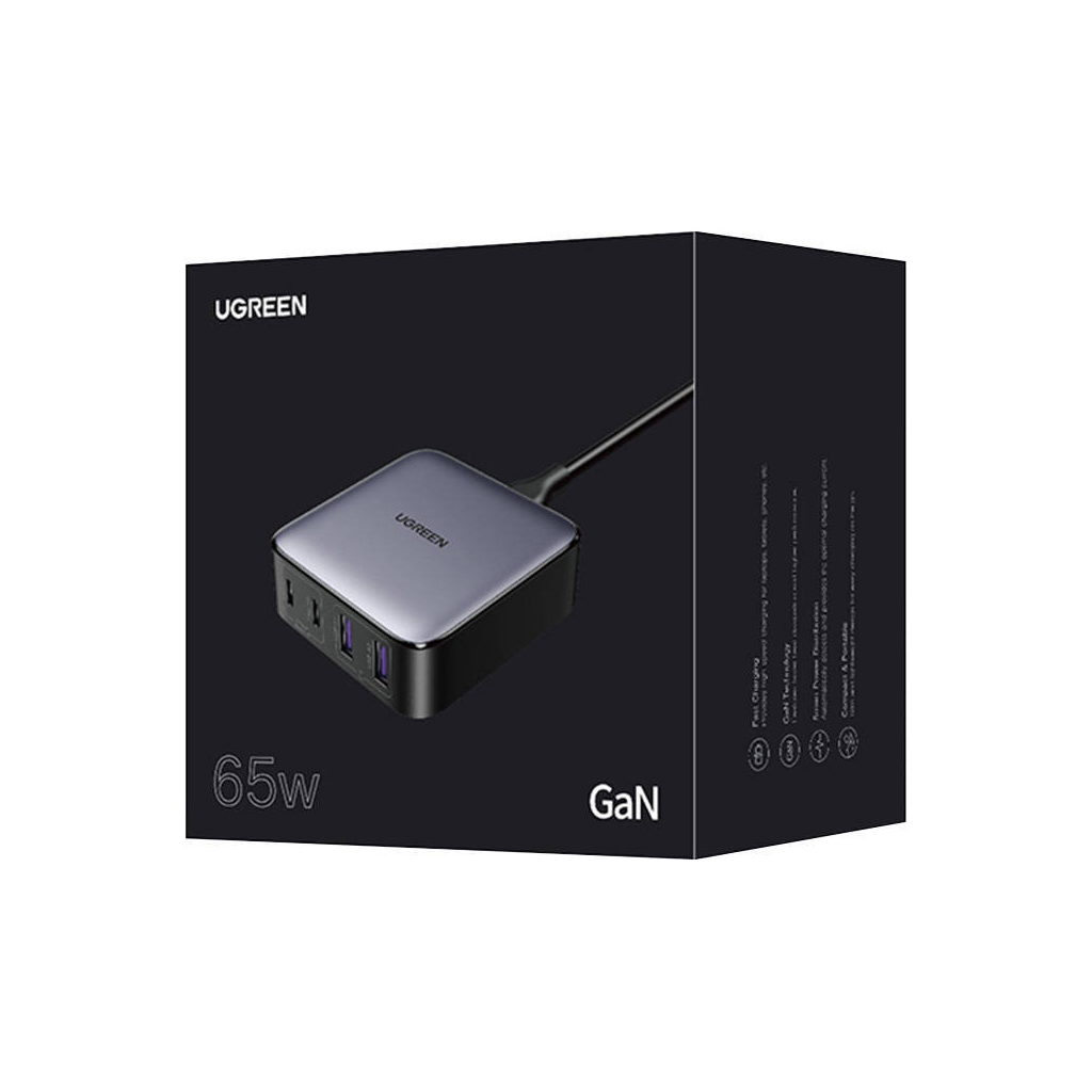 Зарядний пристрій Ugreen 4xUSB 65W (2хUSB-C+2xUSB-A) Gan CD327 (90747) - изображение 5