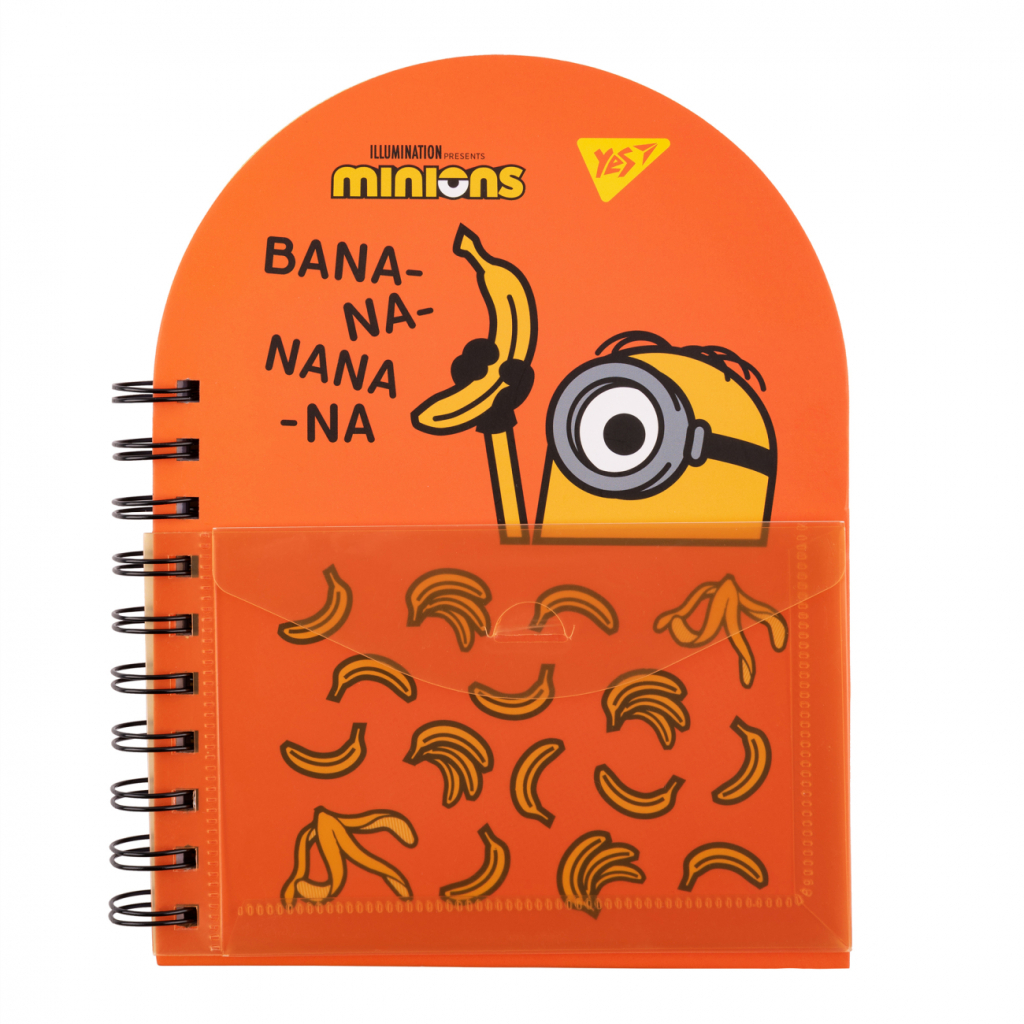 Блокнот Yes В6+ подвійна cпіраль з пластиковою кишенею Minions крапка (151793) - зображення 1