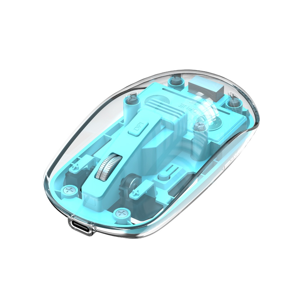 Мишка XO M12 Wireless Transparent/Blue (M12 Blue) - зображення 2