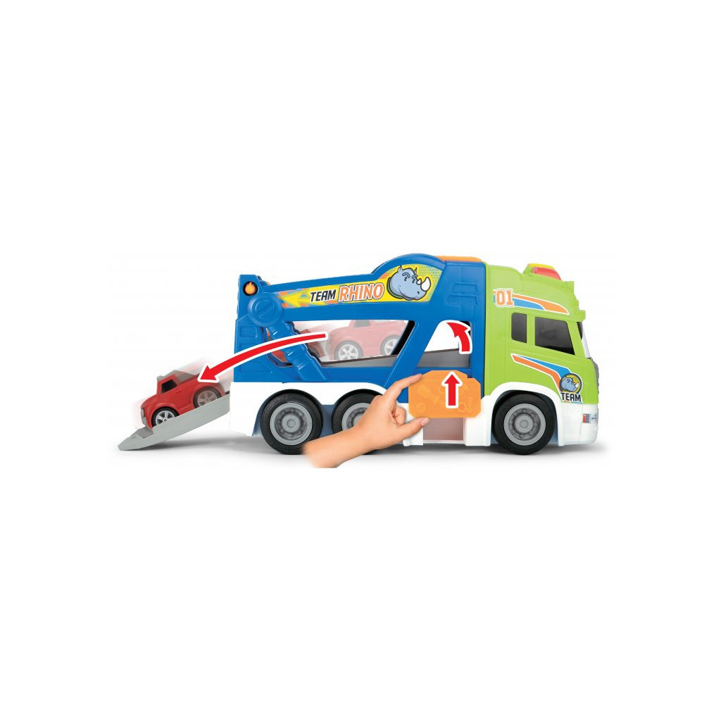 Спецтехніка Dickie Toys Транспортер АВС "Сканія. Тім" з м'якою машинкою, зі звук. та світл. ефектами, 42 см (4117000) - зображення 4
