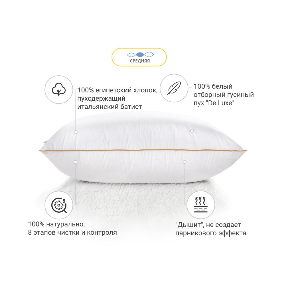 Подушка MirSon пухова Hand Made De Luxe White 904 середня 50x70 (2200000555632) - зображення 2