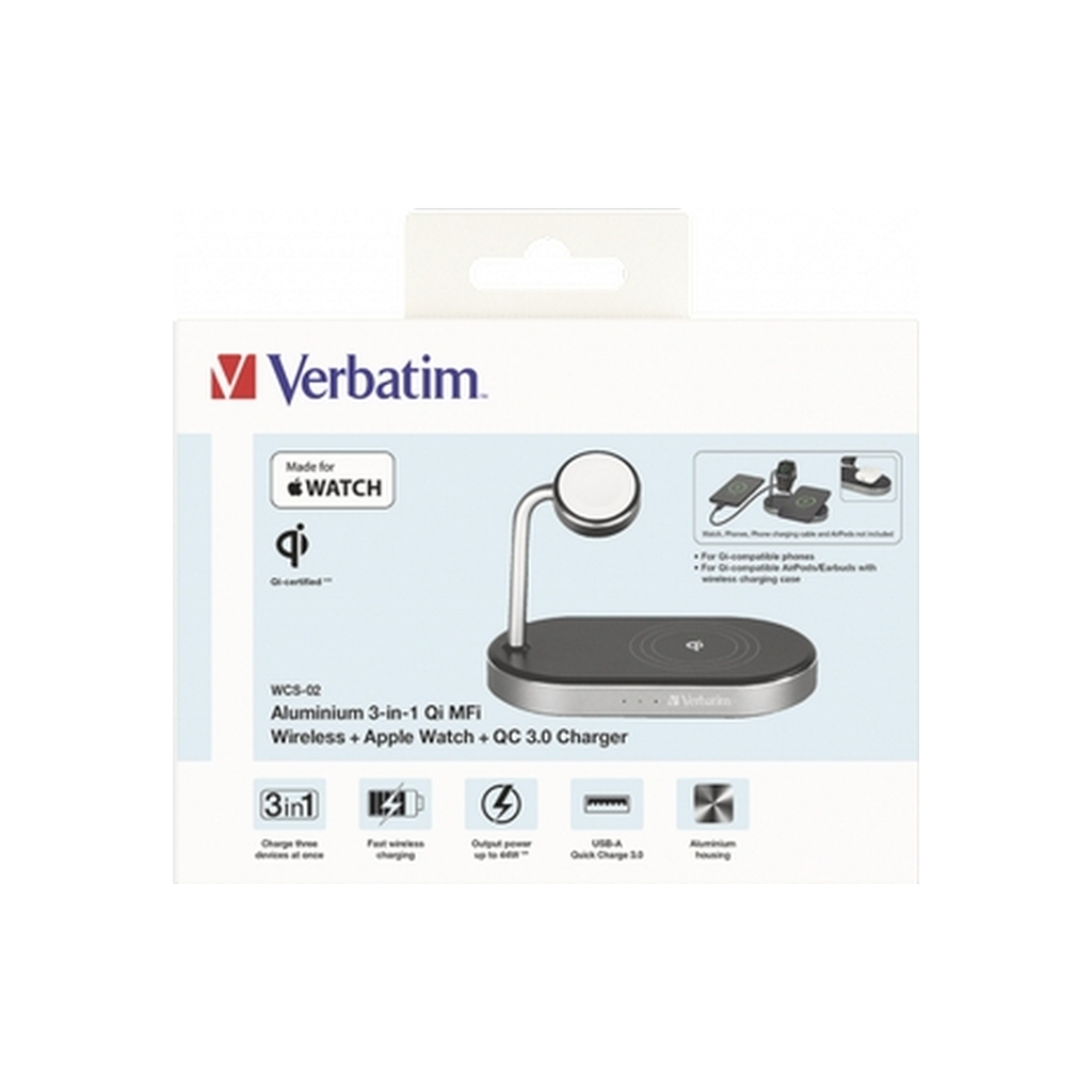 Зарядний пристрій Verbatim 3in1 Apple Watch and iPhone Charging Stand (49556) - зображення 10